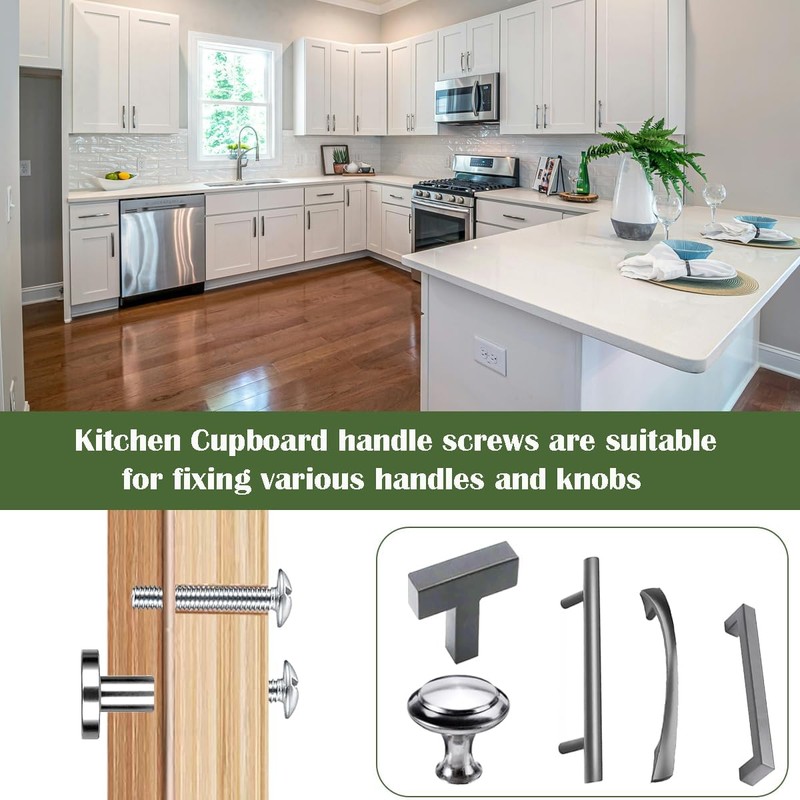 AMLOOPH M4 Door Knobs Cabinet Handles Screws, 12 Pack Kitchen