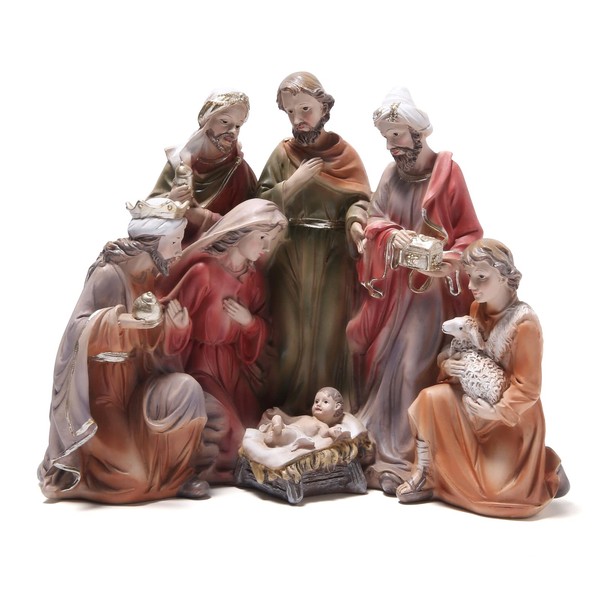 Hodao 7.75“ Nativity Sets for Christmas Indoor Christmas Nativity Sets Decorations Christmas Religious Figurines Decor Xmas Holy Family Decor Gift - Christmas Party Home Decorations (Colorful)