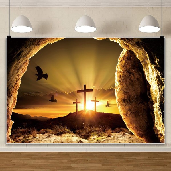 Canessioa Jesus Christ Cross Backdrop Resurrection of Jesus He is