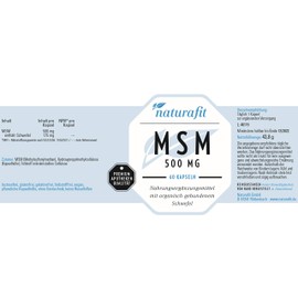 naturafit MSM 500 mg Kapseln, 60 St. Kapseln
