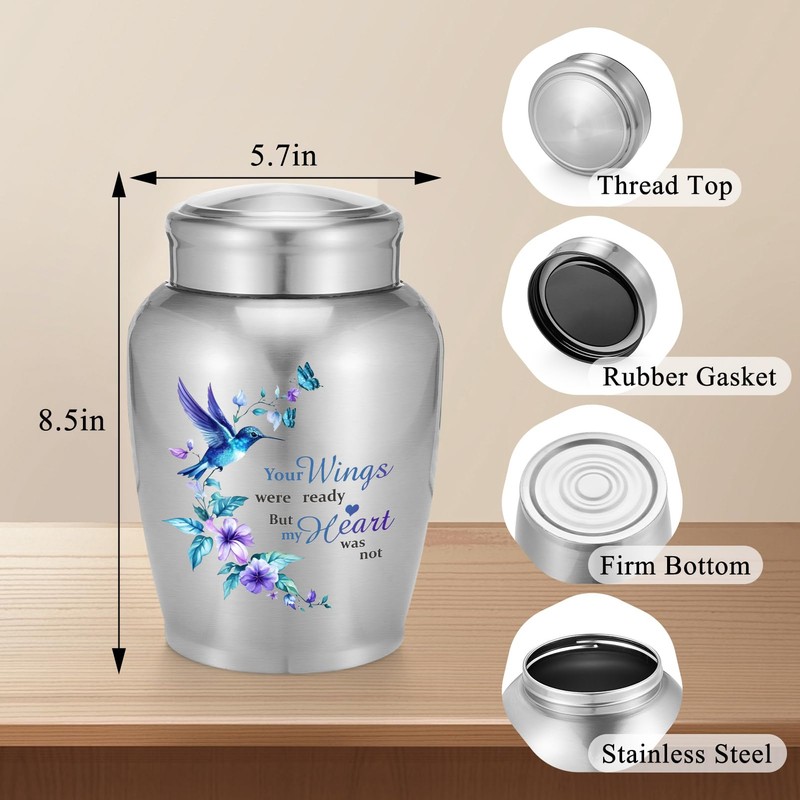 Urns for Ashes Adult Male Female-8.5 Inches Stainless Steel Cremation