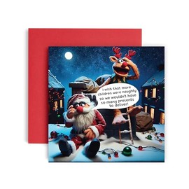 Huxters Funny Christmas Cards for Women and Her – Happy Christmas Less Presents Santa and Rudolph Card for him and her Christmas Holiday – Brother Son Uncle Sister Auntie card