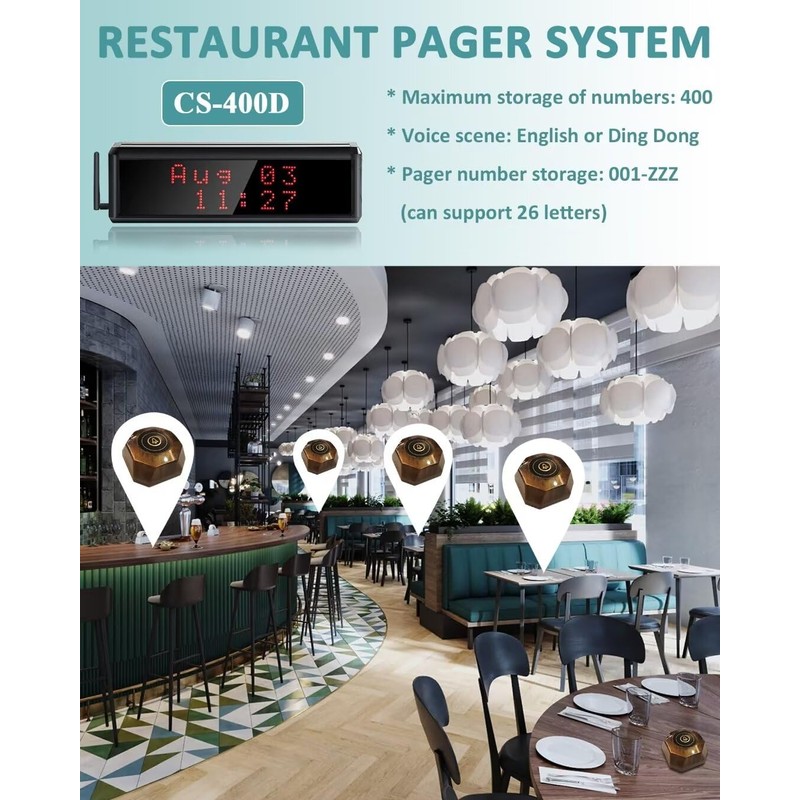 WNKRUN Wireless Call Buttons for Restaurant Pager System (Need to