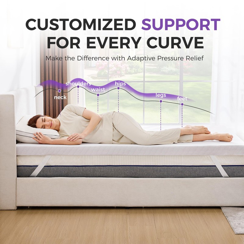 BDEUS King Size 2 Inch Gel Memory Foam Mattress Topper
