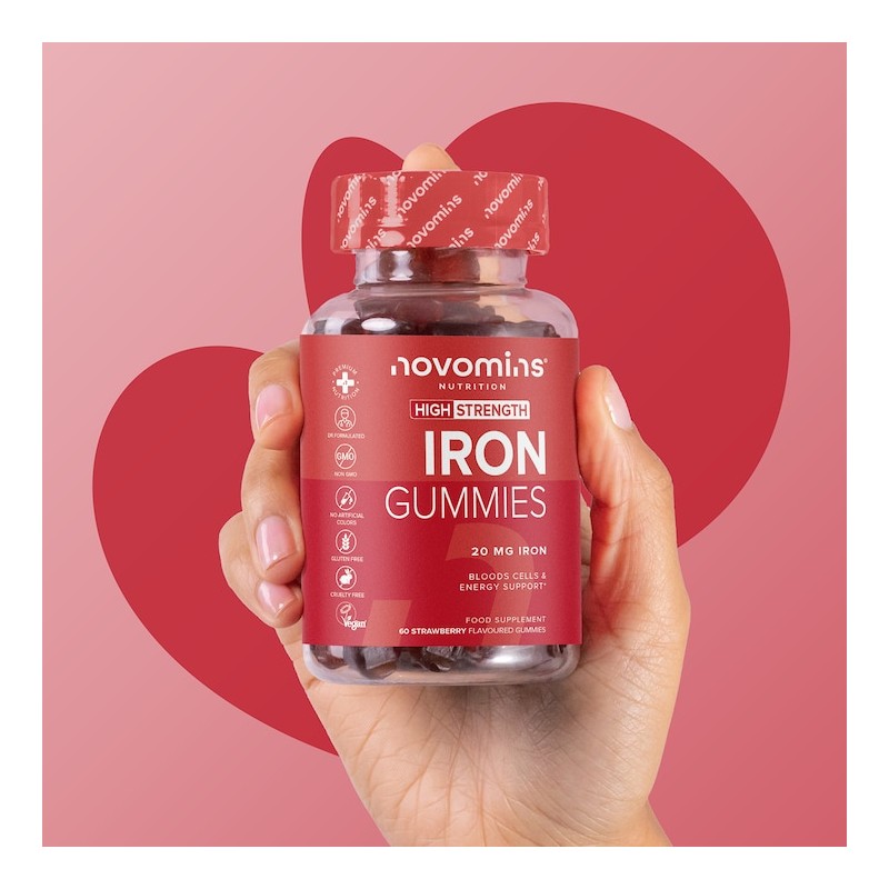 Novomins Iron Vitamins 60 Gummies 30 Days Supply