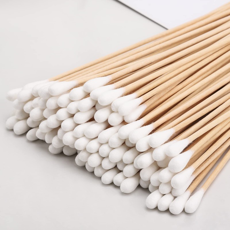 400 Count 6 Inch Long Cotton Swabs with Wooden Handles