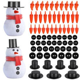 FOMIYES 320pcs Christmas DIY Snowman Kit Snowman Nose Buttons Mini Black Top Hats for Snowman Doll Crafts Making