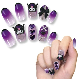 Sanrio Character Nail Tip, Chromi, Peel and Stick, 3D, 24 Pieces, Short, Gradient Stone, Nail Sticker, Sanrio, Fashionable, Popular for Girls