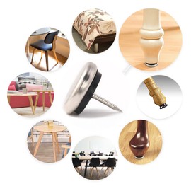 Dia Nail On Furniture Glides for Chairs, Tables - Furnigear Nickel Base Cushioned Furniture Nails - Allowing Chairs to Glide Effortlessly Over Carpet Floors (3/4", 20 Pack-Grey)