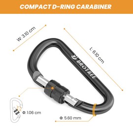 Brotree Small Carabiner Clips Mini Locking Carabiner - 6cm Aluminum D-Ring