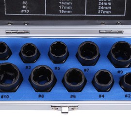 Nimomo 10 Stück Schrauben und Muttern Entferner Set, Beschädigt Bolzen Mutter Schraube Remover Extractor Entfernung Set Threading Werkzeuge Kit