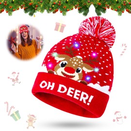 Children's Christmas Hat, LED Christmas Hat, Hat with LED Light, Children, Santa Hat, One Size for Children and Adults, Santa Hats, Festive Shine for Christmas