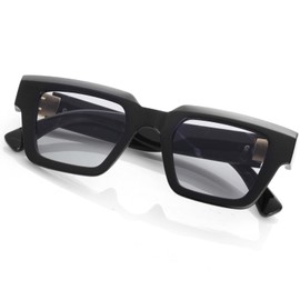 Onrtry Fashion Square Sunglasses for Women Men Rectangle Thick Frame Sun Glasses 90s Designer Style Black Shades(Black&Marbling)