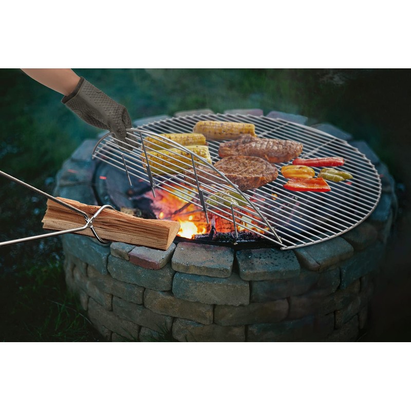 onlyfire Foldable Fire Pit Cooking Grates for Grilling, BBQ Solid