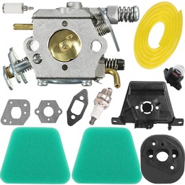 ZAMDOE Carburetor Air Filter Spark Plug Parts Kit for Partner 350 351 352 370 371 390 391 401 420 20X Chainsaw for Poulan 2050 2055 2115 2150 2175 2250 Replaces C1Q-W9 530071621