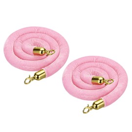 sourcing map Velvet Stanchion Rope 3.28 Ft/1 M, Barrier Rope Velvet Carpet Ropes with Snap Hooks for Posts Stands Queue Divider Crowd Control, Pink Golden Pack of 2