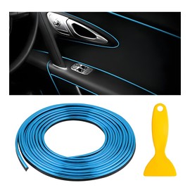 DXNQ Car Interior Trim Strips, 32.8ft Self Adhesive Electroplating Insert Molding Trim, DIY Moulding Trim Strip Line for Car Air Vent Door Dashboard Decorations, Car Accessories (Blue)