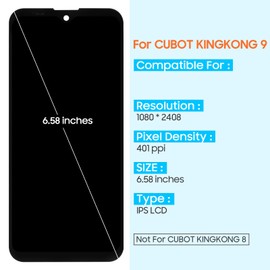 for Cubot Kingkong 9 Screen Replacement, LCD Display for Cubot Kingkong 9 Touch Screen Digitizer for Cubot Kingkong9 LCD Full Assembly with Repair Kits