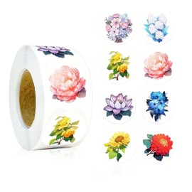 500 PC Color Flowers Roll Stickers for Kids Teens, Round Seal Label Stickers Different Floral Stickers 1 inch Cute Self Adhesive Gift Stickers Envelope Seals Paster Motivational Rewards