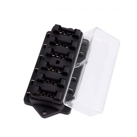 KACEPAR 6-Way Blade Fuse Box with ive Cover, Fuse Box Holder Panel with 5A 10A 15A 20A, Standard Blade Fuses Spade Connector Set for 12V-24V Car Boat Bus RV Truck Marine