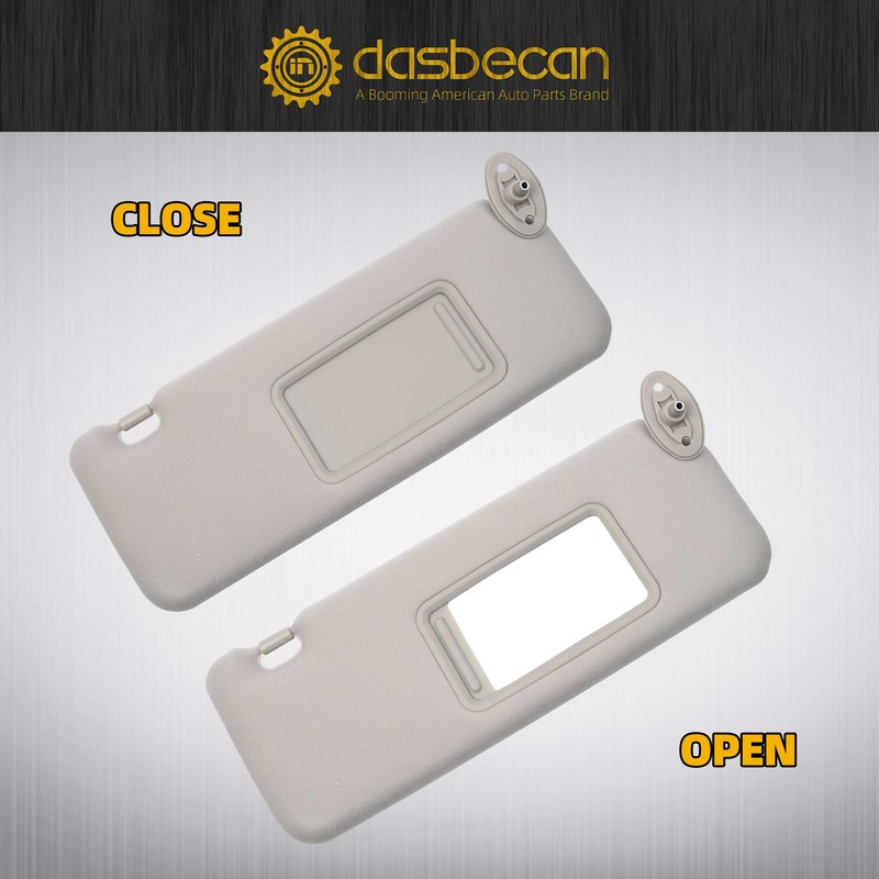 Dasbecan Gray Right Passenger Side Sun Visor Compatible with 2005-2010