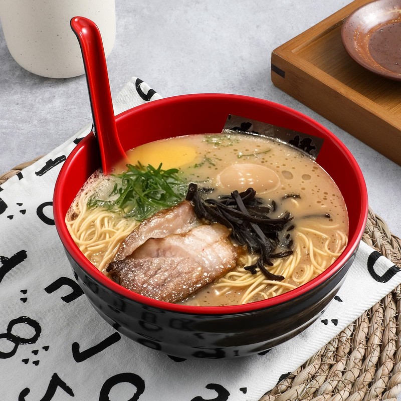 wutfuooo 8 Pack Melamine Noodle Soup Bowls, 32OZ Large Japanese