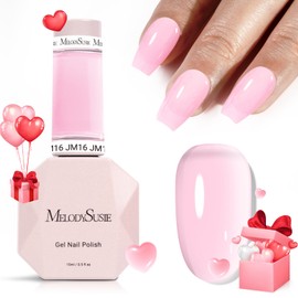MelodySusie Jeweliver Gel Nail Polish, 0.5Fl.oz Berry Pink Gel Polish Pastel Nude Color Sheer Translucent Soak Off UV LED Light Cure Gift Nail Art Manicure DIY at Home JM16