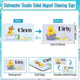 Dishwasher Magnet Clean Dirty Sign - Cosmisun Duck Clean Dirty Magnet for Dishwasher Cute Cartoon Animal Double Sided Strong Dish Washer Flip Sign Magnetic Indicator for Home Kitchen Decor