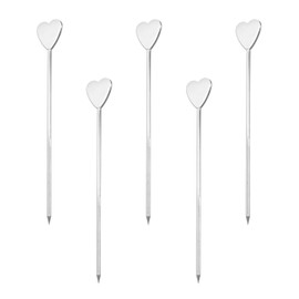 uxcell Stainless Steel Cocktail Picks, 10Pcs 4.65" Metal Cocktail Toothpicks Martini Picks Reusable Heart Shape Cocktail Skewers for Drinks Appetizer Fruits (Silver)