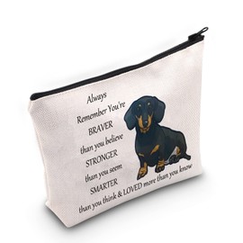 LEVLO Dachshund Dog Cosmetic Make up Bag Dachshund Lover Gift Dachshund Makeup Zipper Pouch Bag For Dogs Owner Dachshund Mom(Dachshund Bag)