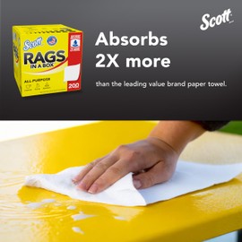 Scott® Rags In A Box™ (75260), All-Purpose Towels, Large 9"x12" Paper Towel, Pop-Up Box (8 Boxes of 200 Sheets, 1,600 Sheet Total)