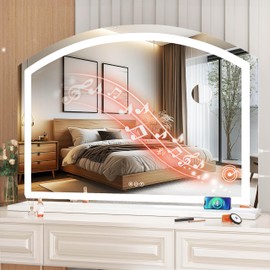 Hasipu Arch Vanity Mirror with Light, 32" x 24" Arched Led Makeup Mirror with 10X Magnification, Lighted Makeup Mirror with, USB Charging Port, Dimmable 3 Colors Mode