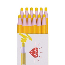 HOMSSEM New China Markers Grease Pencils – 12-Pack Multi-Surface Wax Markers for Glass, Metal, Plastic – Non-Sharpening Peel Off China Marker (Yellow)