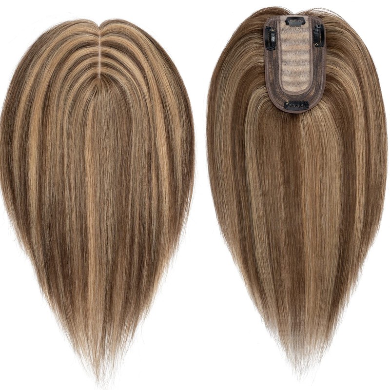 S-noilite Real Hair Topper Upgraded Silk Base Clip In Topper