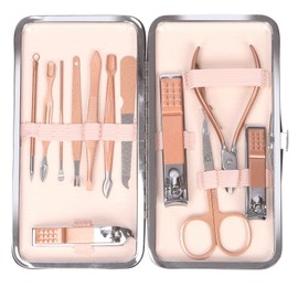 Mardatt 12Pcs Manicure Set Includes Nail Clippers, Nail Care Tools and Leather Travel Case 12 in 1 Nail Professional Grooming Kit Nail Clippers Set Pedicure Tools Kit for Women Men (Rose Gold)