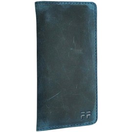 FULLFURS Hand Stitched Genuine Top Grain Long Leather Wallet for men | RFID Blocking Bifold Tall Mens Wallet | 1 ID Window | Total 10 Slots | Perfect leather gifts for men. BLUE