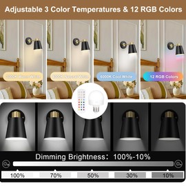 VATONI Battery Operated Wall Sconces Set of 2, Wireless Wall Sconce Rechargeable Battery Operated Wall Light with Remote Control, Dimmable Wall Mounted Lights for Bedroom Bedside Living Room