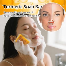 3PCS Turmeric Soap Bar, Natural Turmeric and Kojic Acid Soap for Smooth Skin, Exfoliating Bar for Face & Body