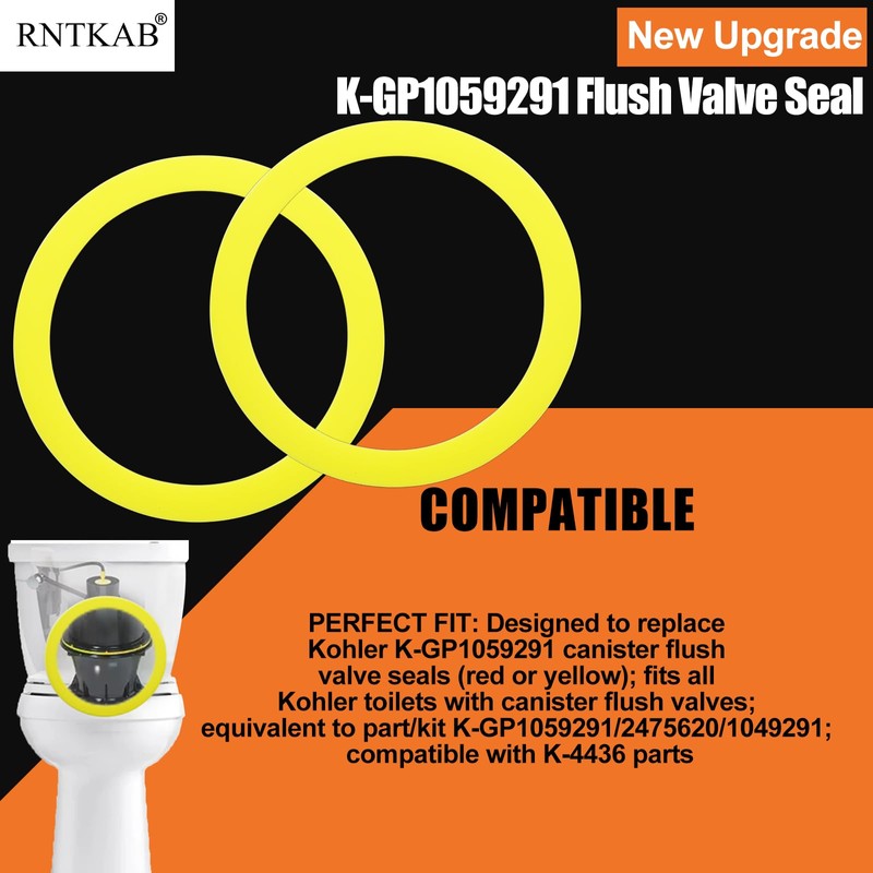 Flush Valve Seal for Kohler, 2 Pack GP1059291 Silicone Replacement