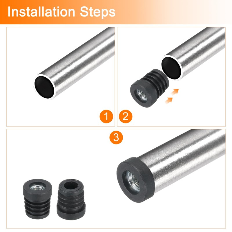 Sourcing Map 4-Piece Inserts for Tubes with M8 Thread, for
