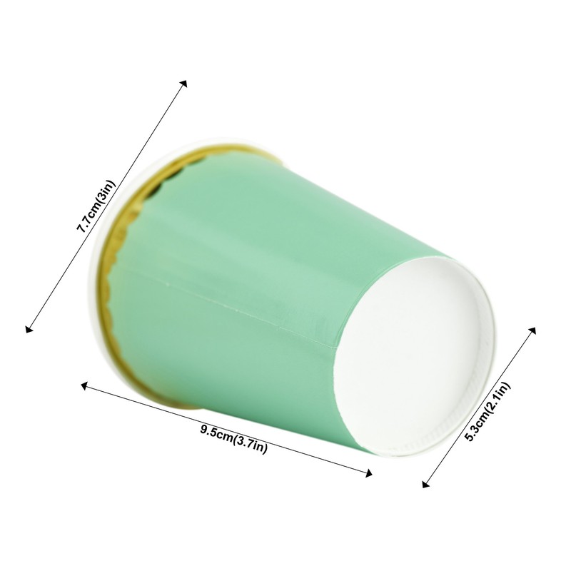 FiveSeasonStuff Paper Cups Eco-friendly Biodegradable Compostable (Mint Green | Gold)
