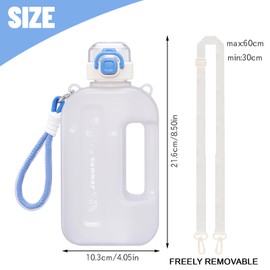 Darryy Leak-Proof Drinking Bottle, Gym, Flat Water Bottle, 750 ml, Leak-Proof, Sports Water Bottle with Strap (White)