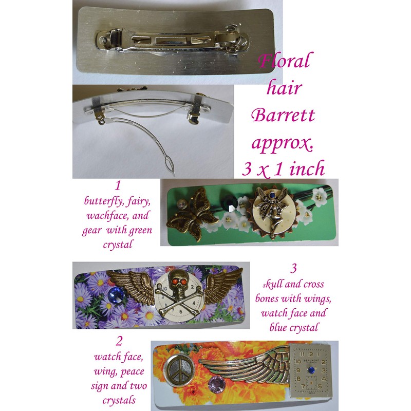 Colorful floral hair barrettes jewelry handcrafted unique art
