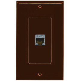 RiteAV CAT 6A 1 Port Shielded Cat6a Wall Plate 1 Gang Decorative - Brown