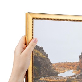 ArtToFrames 26x26 Inch Gold Picture Frame, This 0.75 Inch Custom Wood Poster Frame is Gold Square with Beads, Great for Your Art or Photos - Comes with Economy Acrylic