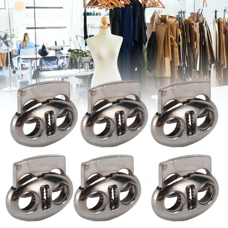 30pcs Metal Cord Lock End Toggle Double Hole Spring Stopper