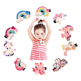 WeddHuis Pack of 10 Hair Clips Girls, 10 Pieces Hair Accessories for Babies/Girls, Unicorn Hair Clip, Cute Clips for Baby Girls, Women