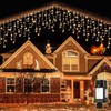 SALCAR LED Eisregen Lichterkette Außen 10m, Lichtervorhang Fenster Weihnachten Innen