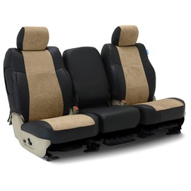 Coverking Custom Fit Seat Cover Designed for Select Jeep Models: 1 Row, Ultisuede Leatherette Suede Fabric, Black with Beige Inserts