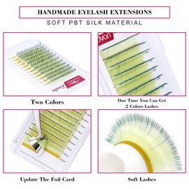 Easy Fan Color Volume Eyelash Extensions Yellow Green 0.07mm D Curl 15-20mm FADVAN 2 Mixed Colors Lashes Individual 3D 4D 5D 6D 8D 10D Russian Self Fanning Volume Eyelash (Yellow Green 0.07-D, 15-20)